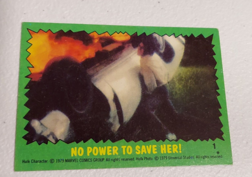 1979 Topps Incredible Hulk Trading Card “No Power To Save Her” Card #1 - Afbeelding 1 van 2