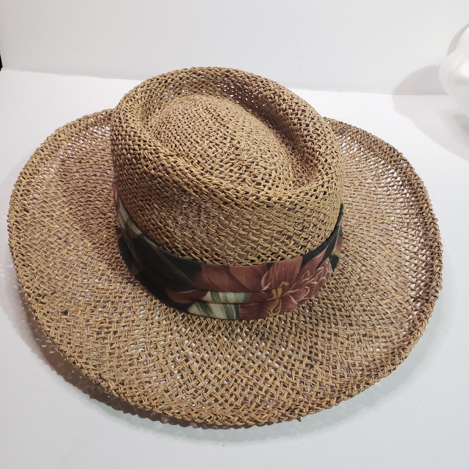 Original Panama Jack Seagrass Straw Gambler Hat S/M T… Gem