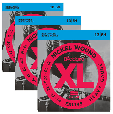 D'Addario Gitarrensaiten | 3er-Pack | EXL145 | Mittel oben/schweres Boden |12-54