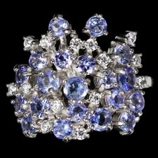 925 Sterling Silver Ring Round Tanzanite Natural Gemstone Jewelry 6