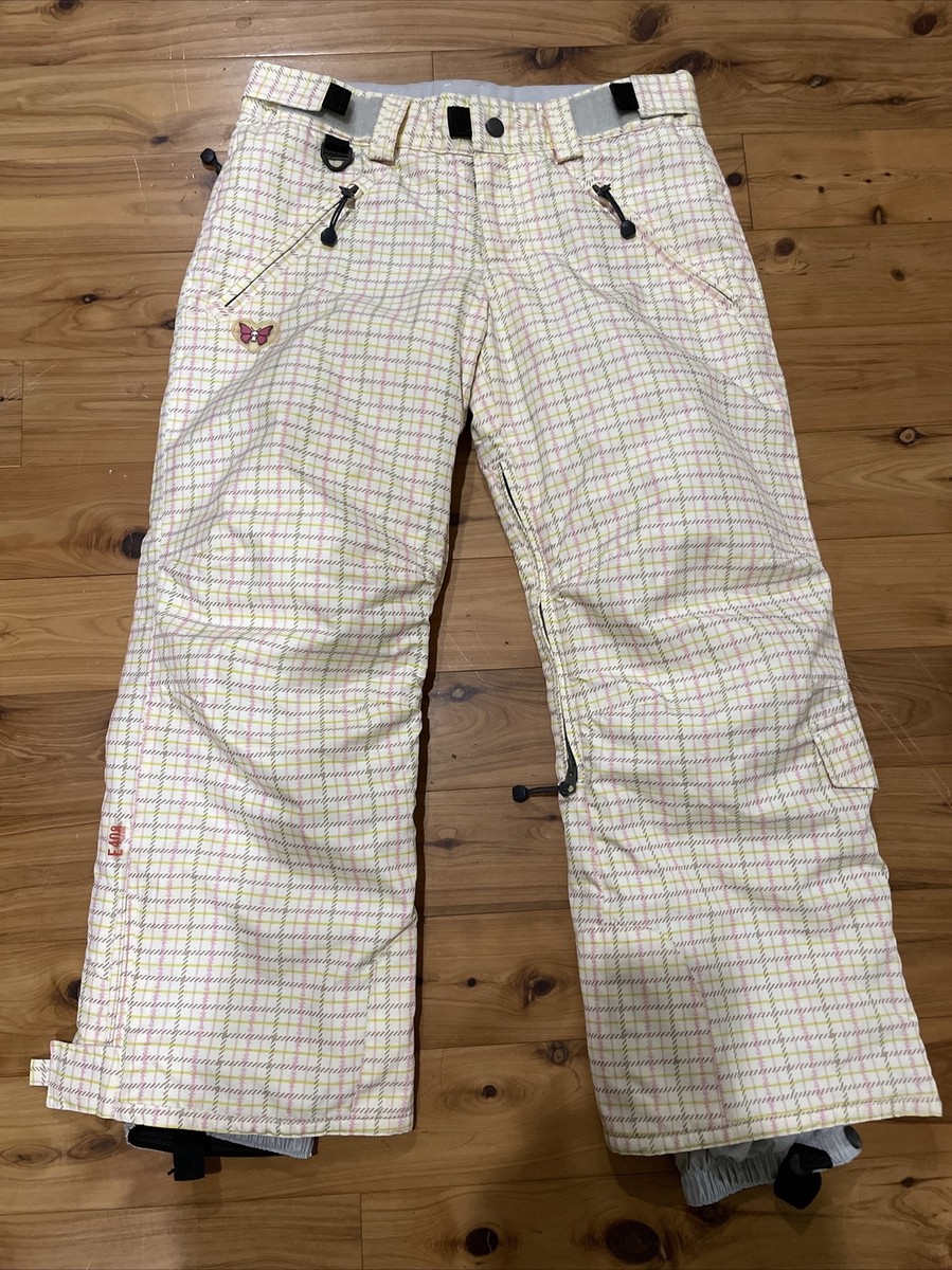 Turbine Boardwear E408 Pink Cream Plaid Lined Snow Ski Board Pants