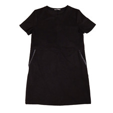 Zara Dress Size Small Black Faux Suede Little Black Dress LBD Pockets Workwear