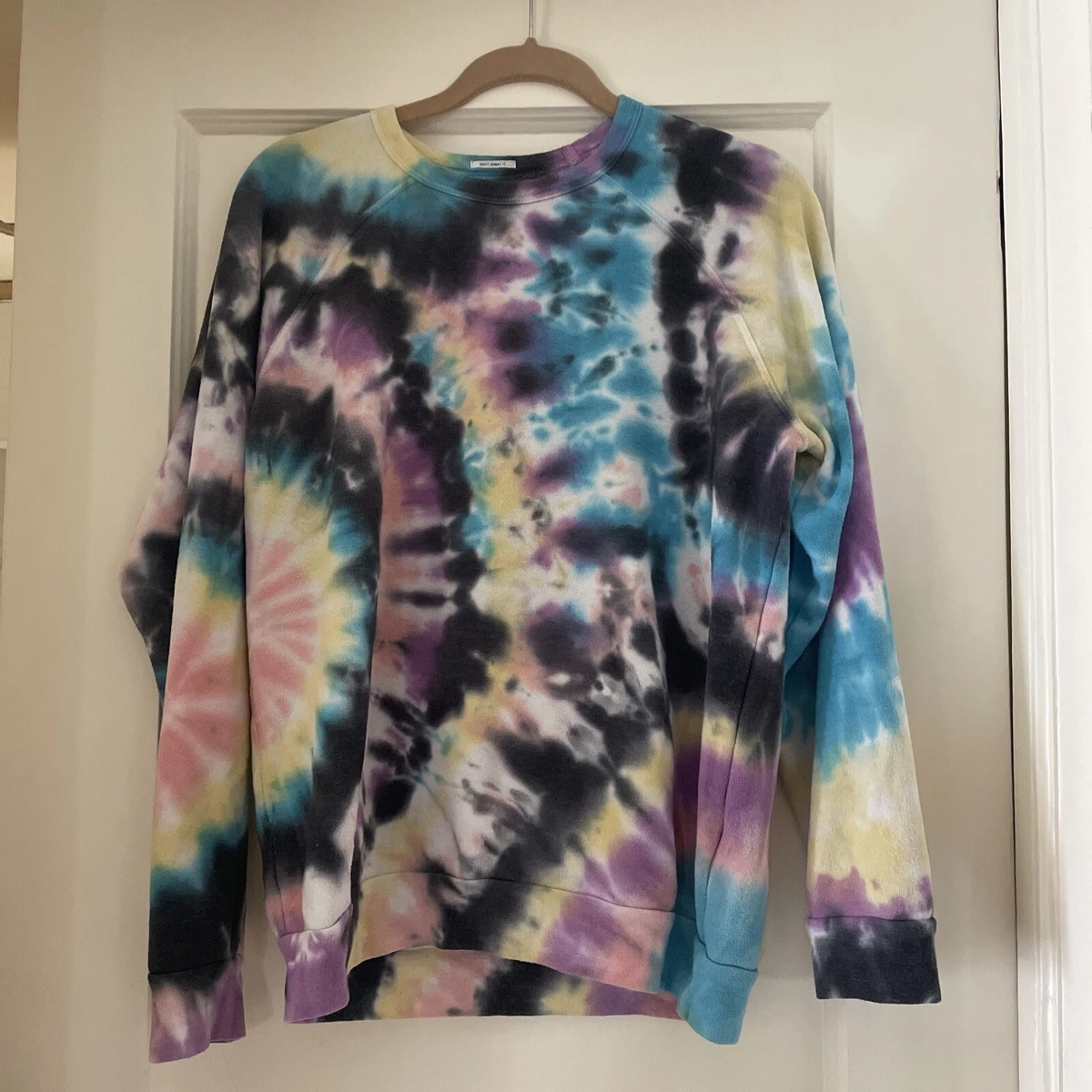 Mother Denim Tie Dye Crew Neck Sweatshirt Pastel Oversized Soft