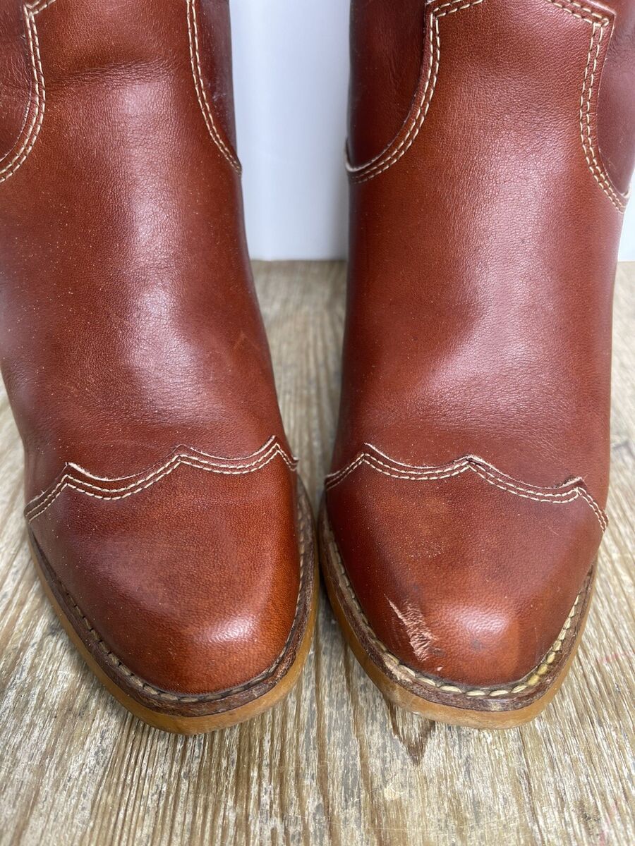 Vintage 70s ZODIAC Womens 7.5 M Leather Western Boots Knee Vintage 70s ZODIAC Womens 7.5 M Leather Western Boots Knee