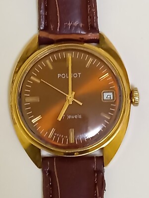 Vintage Soviet men's wristwatch ''Poljot'' from the times of the USSR calendar