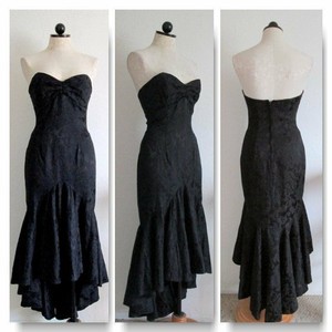 black strapless high low dress