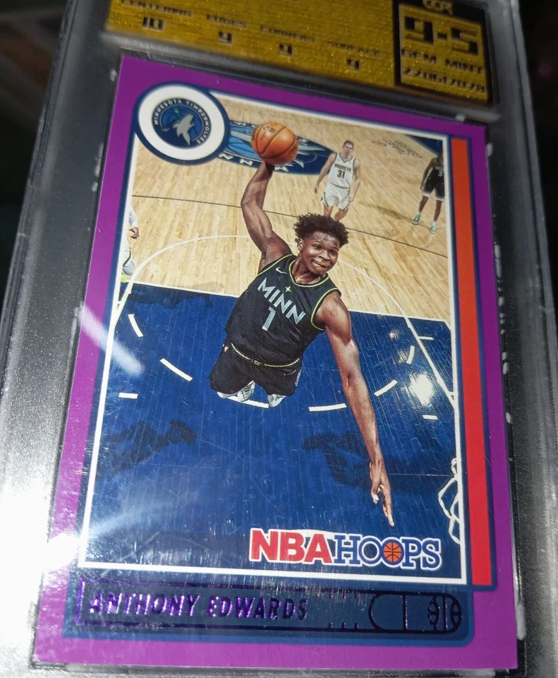 ANTHONY EDWARDS 2021-22 Panini Hoops Purple NBA card (COR-9.5 Gem Mint) - Image 2 of 3