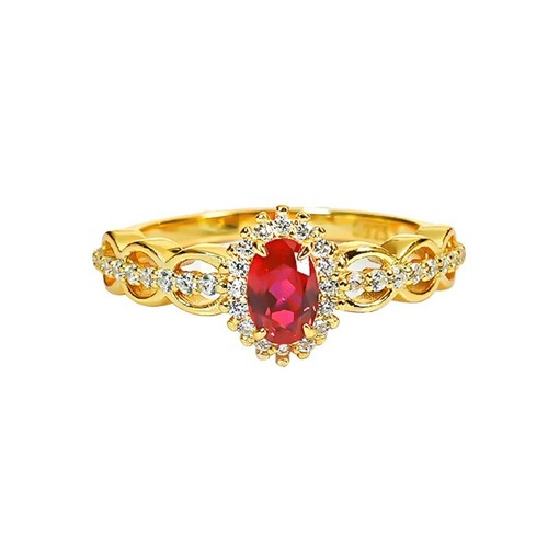 Stunning 2Ct Oval Cut Simulated Pink Ruby Wedding Ring In 14k Yellow Gold Plated - Picture 8 of 8