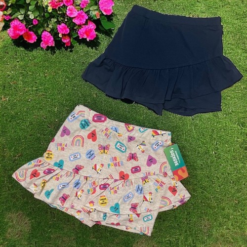360 Kids Garanimals Girls Size 8 Skirt Shorts Ruffles Set 2 Pcs Navy Hearts New - Picture 3 of 11