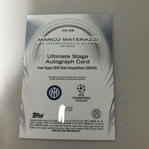 Marco Materazzi Sign Ultimate Stage Autograp Card from TOPPS UEFA CLUB 2024/25 - Picture 2 of 2