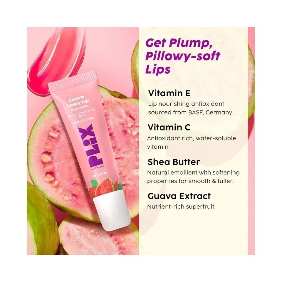 Plix The Plant Fix гуава светящийся бальзам для губ для гладких маслянистых мягких губ - 10 г - Изображение 4 из 4