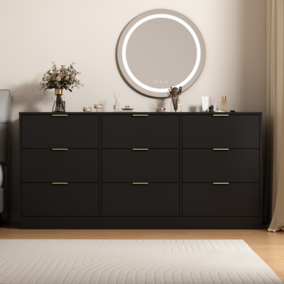 9 Drawer Dresser Black, Large Chest w/ Golden Handles for Bedroom | eBay 9 Drawer Dresser Black, Large Chest w/ Golden Handles for Bedroom | eBay