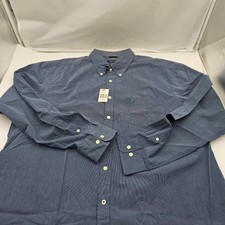 Nautica Shirt Mens 2XL Sanded Poplin Button Down New Cotton Blue Stripe Logo