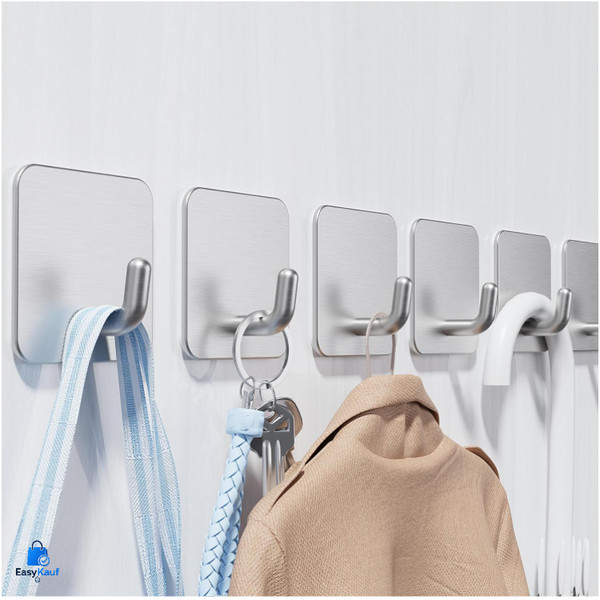 Handtuchhalter Selbstklebend 6Er Set Edelstahl Silber Badezimmer Klebehaken Ohne-image
