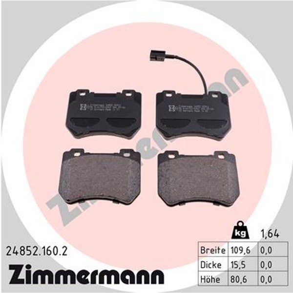 Bremsbelagsatz Scheibenbremse Zimmermann 24852.160.2 FüR Alfa 159 Spider Brera-image