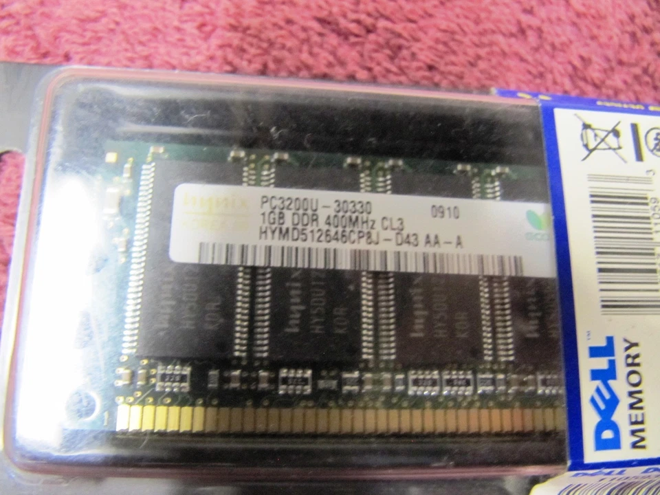 Factory Sealed DELL Memory 1GB PC-3200 DDR-400 SNPJ0203C/1G RAM Dimension  - Image 4 of 4