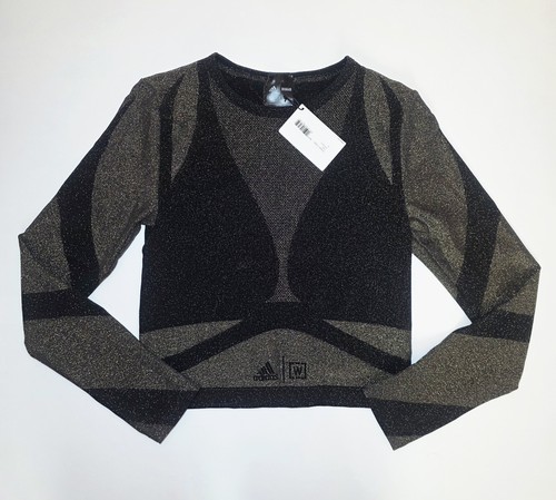 NWT Wolford X Adidas Motion Workout Crop Tee Size Large Studio Motion Black Gold