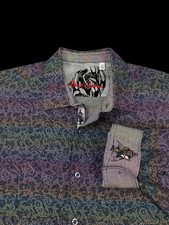 Robert Graham Shirt 3XL Men's Button Up Psychedelic Paisley Stripe Flip Cuff LS