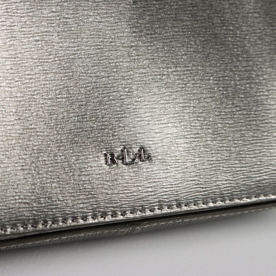 Ralph Lauren Tracolla Second Hand Pelle Argento Tasche USA Originale - Immagine 2 di 4