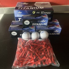 KONVOLUT  15 Crane Titanium Golfbälle Soft Distance weiß + Crane Echtholz-Tees