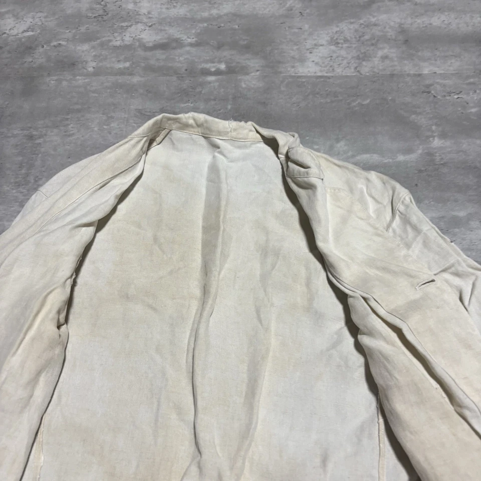 True Vintage Linen Lab Coat Doctors Jacket White Adult 40s/50s/60s Linen REPAIR - Image 3 of 4