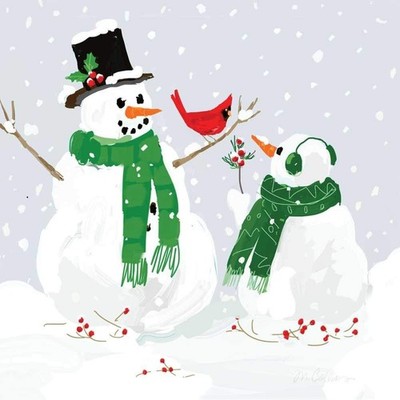 Paperproducts Design ''Snowmen and Cardinal'' Paper Cocktail/Beverage Napkins