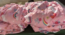 Joie Domi Twin Sheets, 2 Flat, 2 Fitted. One Pillow Case Unicorns Rainbow