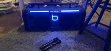 Bumpboxx Flare 8 Pro Blue Boombox Bluetooth LED Karaoke USB Mic Input