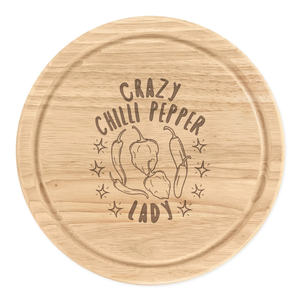 Crazy Chilli Pepper Lady Stars Round Chopping Cheese Board Mum Mothers Day