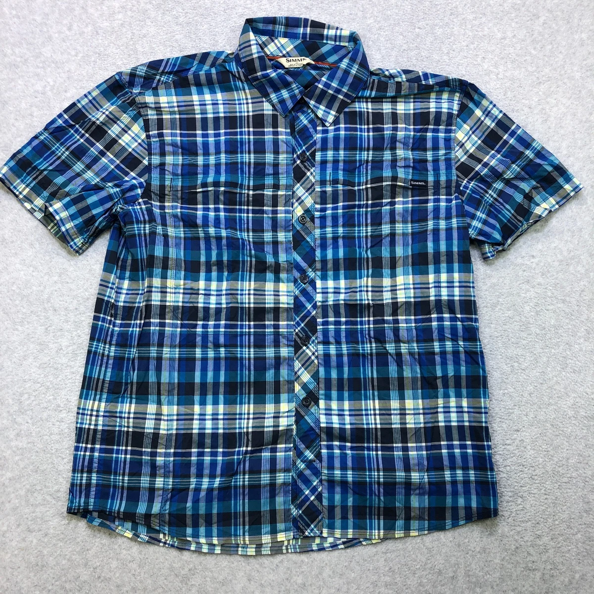 Chemise Simms Performance Manches Courtes – Homme Taille L – Bleu – État Parfait