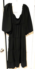 Show Me Your Mumu  Dress Womens Size XL Black Tiered Puff Sleeve Boho