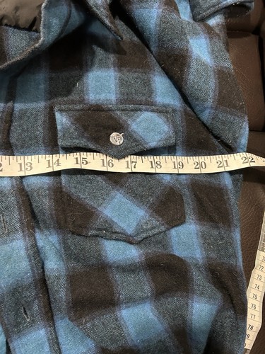 Herren M True Vintage Woodland Wolle Flanell kariert Bordhemd 15-15,5 blau schwarz - Bild 10 von 10