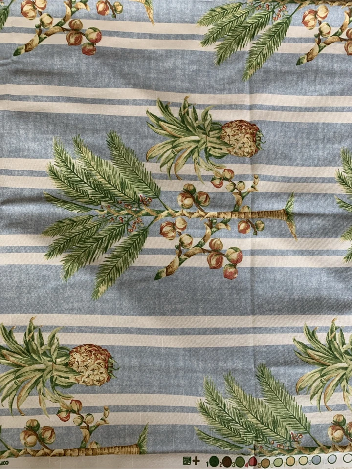 Домашний декор ткани хлопок шамбре синий w тропической зелени P Kaufmann 3,3 ярда винтажный - Изображение 3 из 4