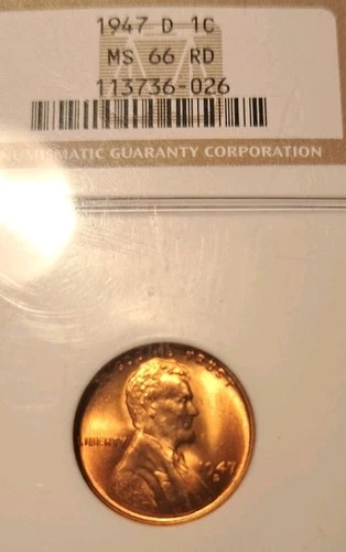 1947 D Lincoln Cent NGC MS 66 RD