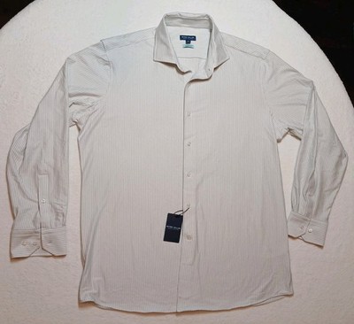 PETER MILLAR Crown Crafted Excursionist Flex Striped Shirt Men XL NWT Grey White