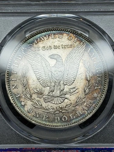 1887-O AU58 Morgan Silver Dollar Blue/Green Toning PCGS