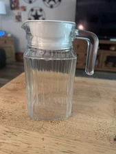 VTG Anchor Hocking 1 Qt Glass Fridge Mini Glass Juice Milk Pitcher 6.5" EUC