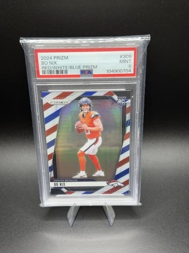 2024 Prism - Rookie Bo Nix PSA 9 Red/White/Blue Prism #309
