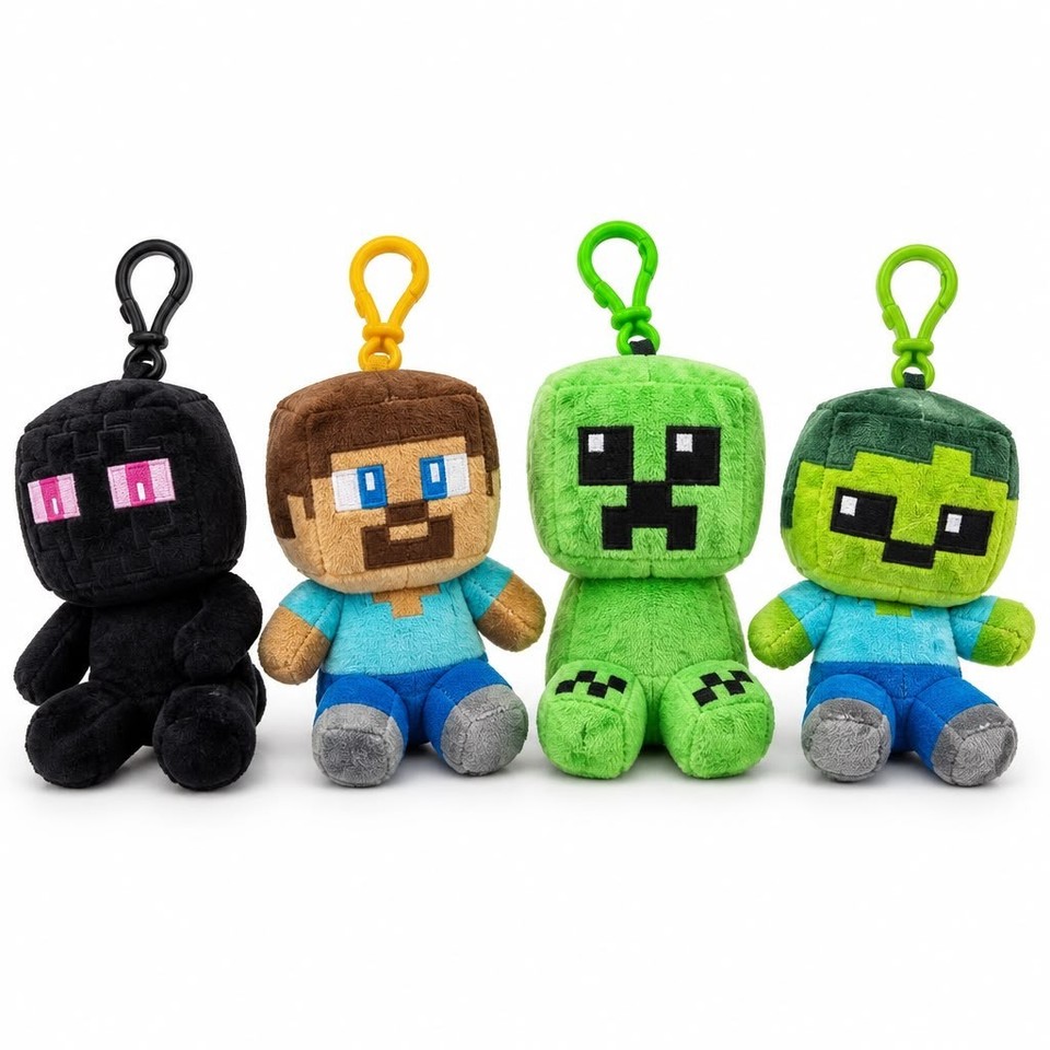 Block Plush 4Pcs Block Game Keychain Plush Set 10cm - Backpack Clip Hero Zombie ...