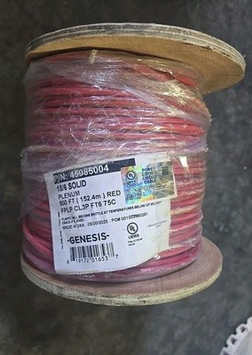 500ft 18/6 Genesis Cable Solid Plenum Red Wire FPLP CL3P FT6