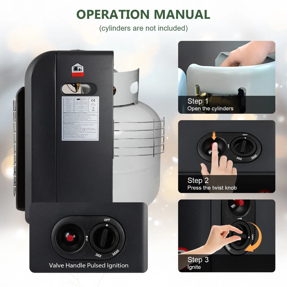 Propane Patio Heater,18000 BTU Fit 20 lb Tank Portable LP Gas Heaters for Garage - Image 4 of 4