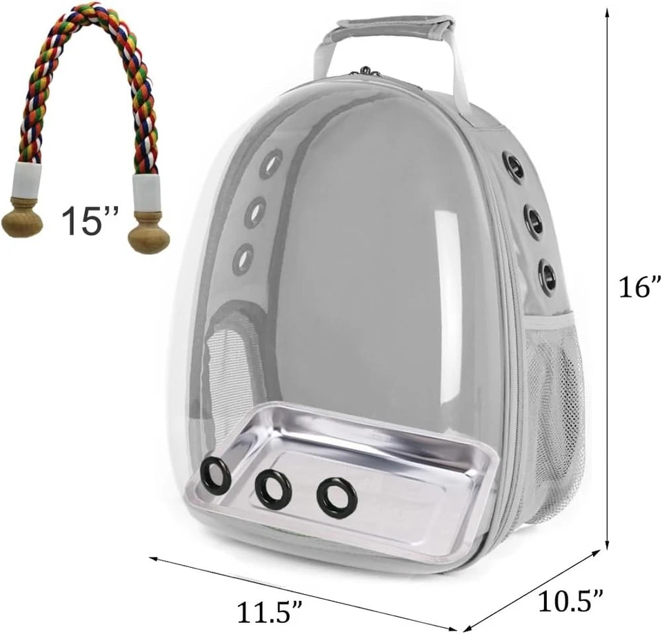Hands-Free Bird Travel Backpack with Steel Tray for Parakeets & Cockatiels - Image 4 of 4
