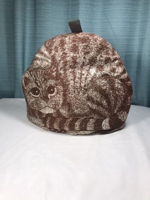 Vintage Toaster Cover CAT Theme Shape Fabric Brown Tabby w Kittens