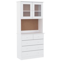 Highboard Alta Weiß 77X35X165 Cm Massivholz Kiefer Glas Vitrine