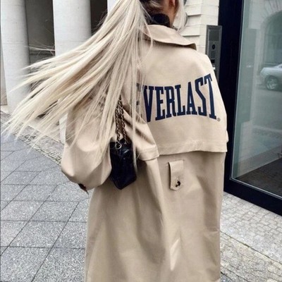 ZARA EVERLAST TRENCH COAT BEIGE COLLARED TABS BACK VENT WHISKY 2253/676 XS-S