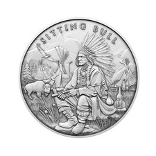 1 Troy oz Sitting Bull Design .999 Fine Silver Round 15.35 per troy oz