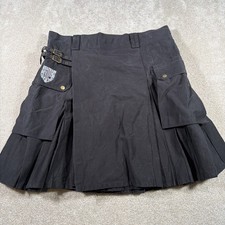 Damn Near Kilt 'Em Utility Kilt Mens Large Black Cargo Festival Goth Viking Punk
