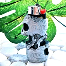 Skeleton Skull Metal Lighter Case Sleeve Holder Cover Fits Standard Bic Lighter