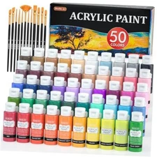 Shuttle Art Acrylic Paint Acrylic Paint Set, 2oz/60ml Bottles, Rich 50 Colors