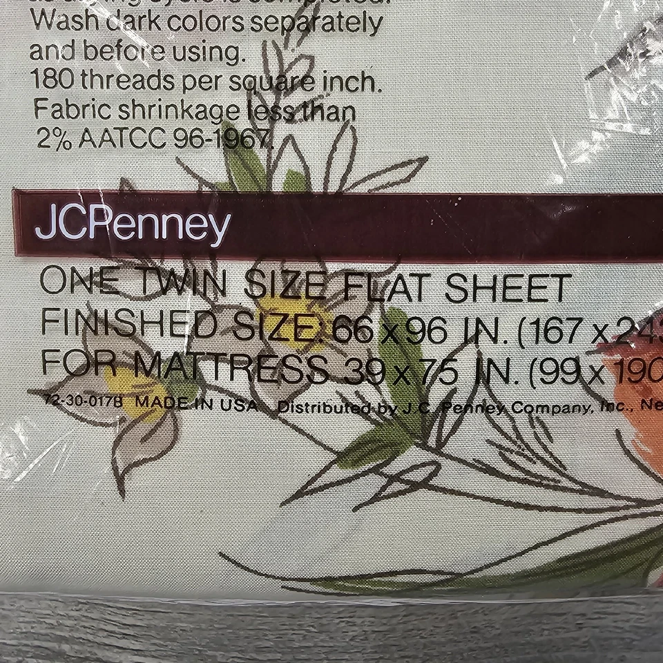 Vintage JCPenny Percale Permanent Press Twin Flat Fitted Sheet Set Mystic Harbor - Image 4 of 4
